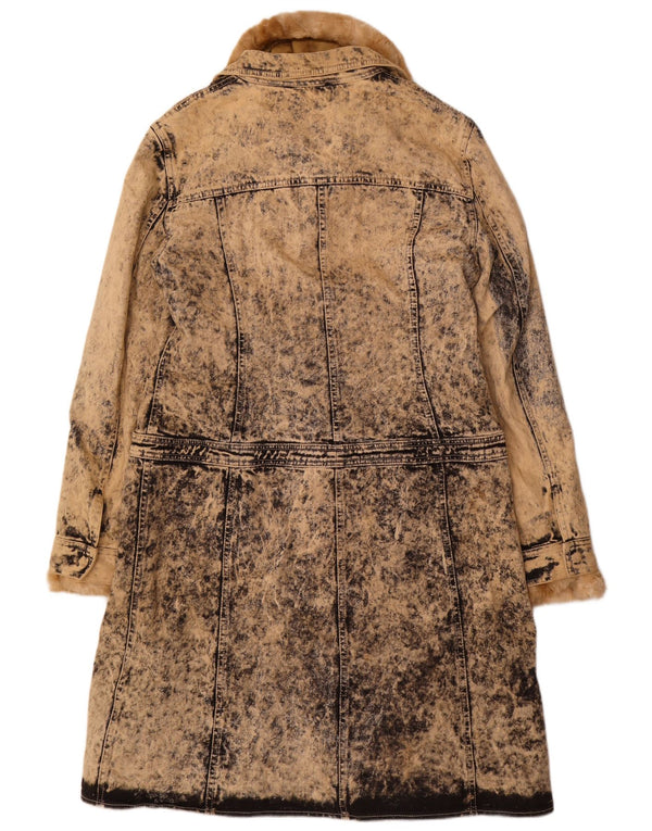 VINTAGE ženski šerpa traper kaput kiselo pranje IT 46 veliki bež pamuk