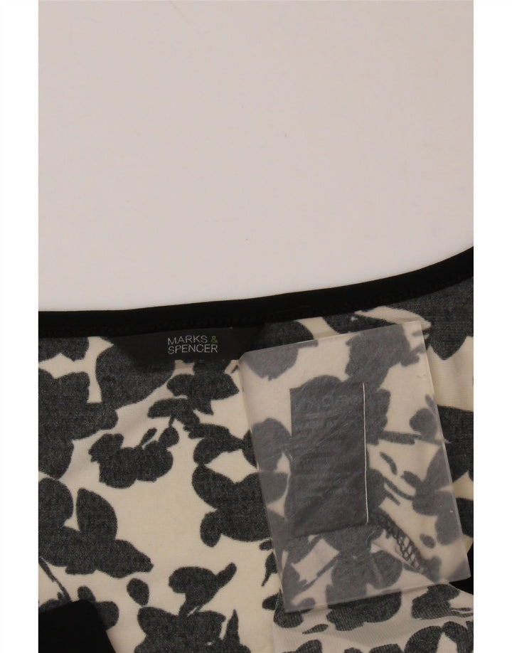 MARKS & SPENCER Top ženske bluze UK 16 Veliki crni cvjetni poliester