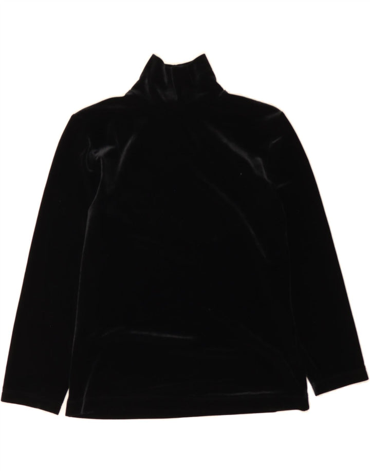 LANDS END Womens Velvet Top 3/4 Sleeve UK 6/8 Small Black Polyester Vintage Lands End and Second-Hand Lands End from Messina Hembry 