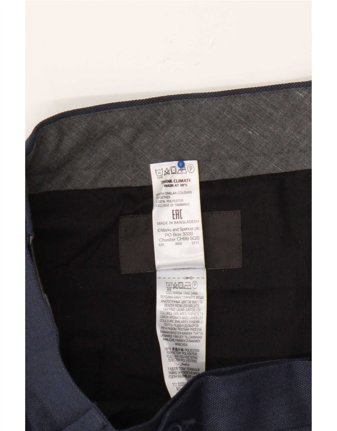 Marks & Spencer muške uobičajene hlače ravnog odijela W36 L31 tamnoplave