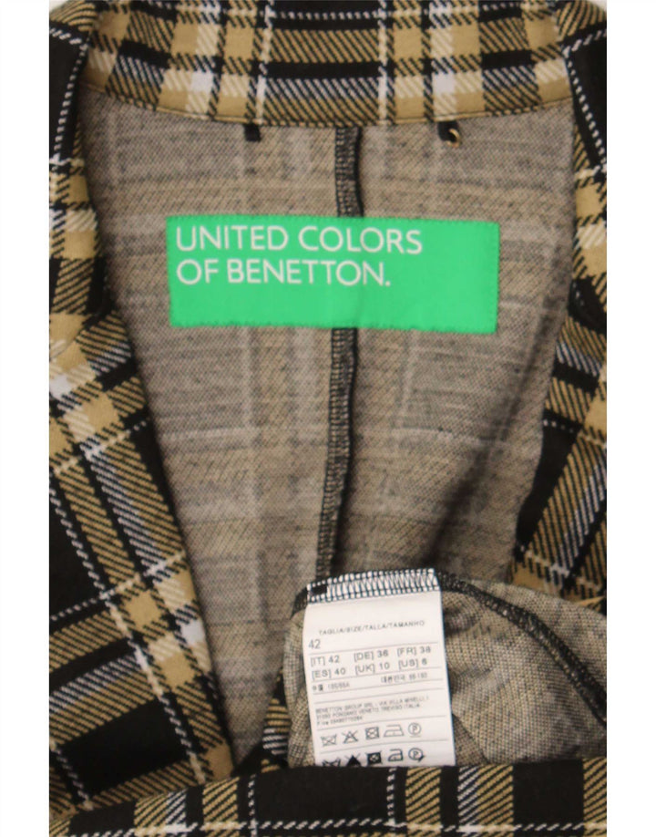 Benetton ženski sako sa 1 gumbom UK 10 mali crni karirani poliester