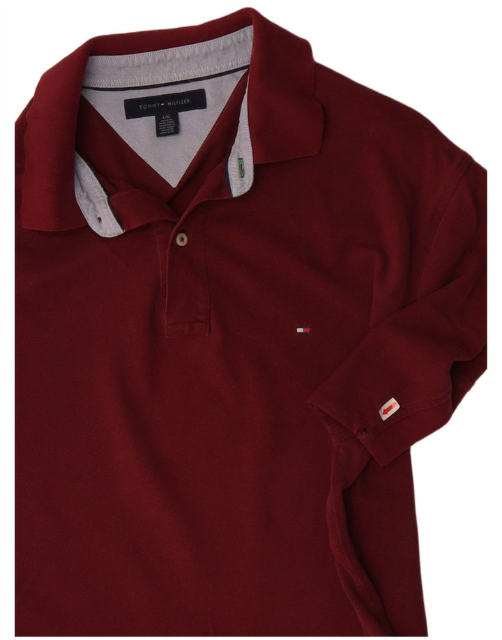 TOMMY HILFIGER Muška polo majica Velika bordo pamuk