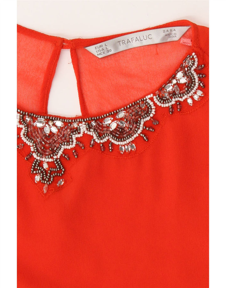 Zara ženska prozirna bluza dugih rukava UK 16 velika narančasta