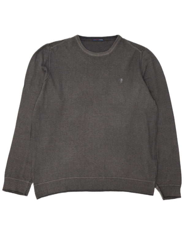 TRUSSARDI JEANS Muški džemper s okruglim izrezom 2XL siva vunena