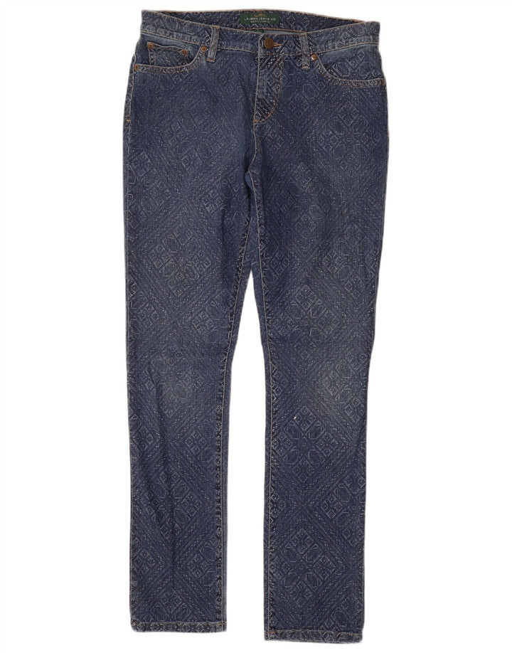 Ženske uske traperice Ralph Lauren US 8 srednje W32 L31 plavi geometrijski pamuk