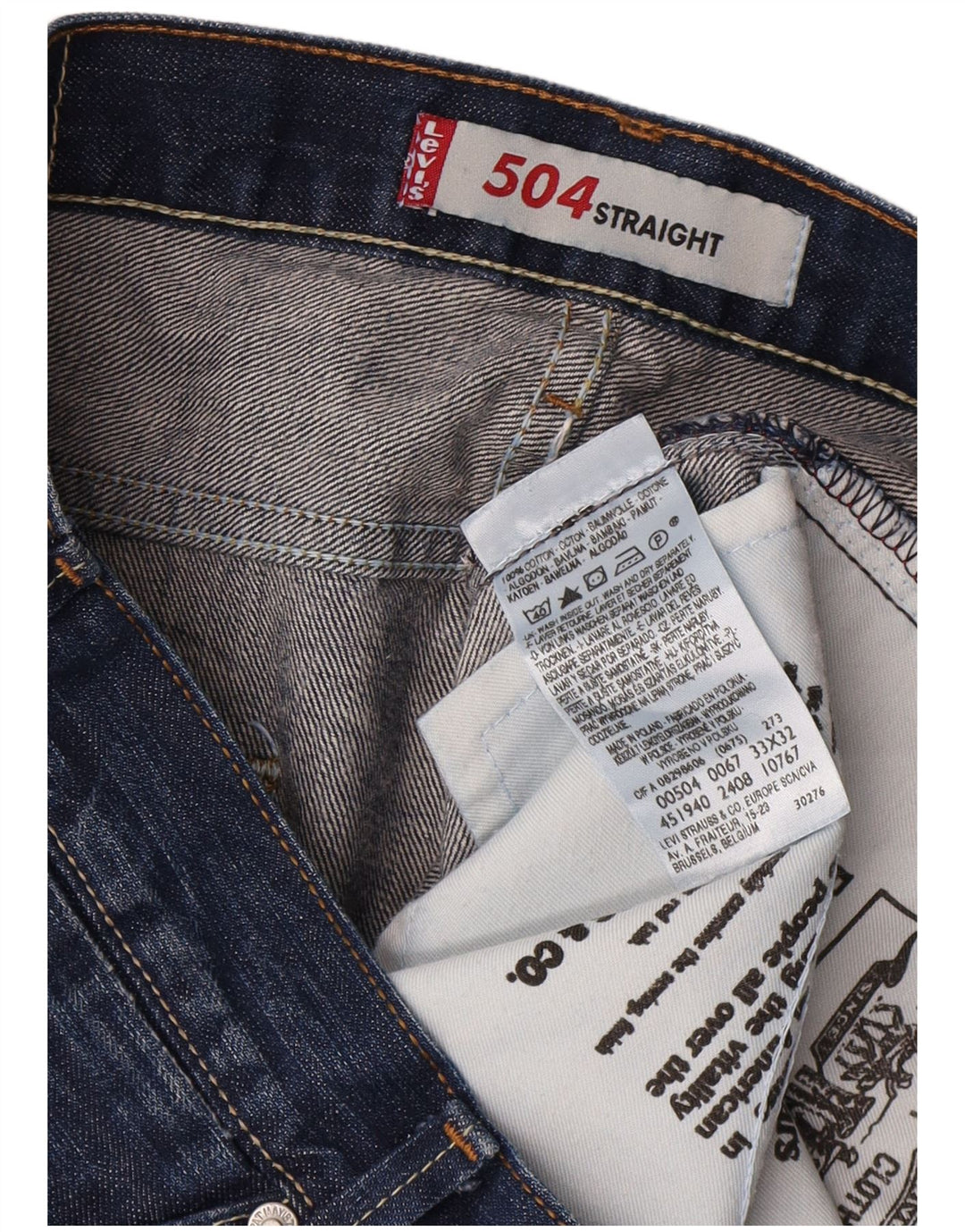 Levi's muške 504 ravne traperice W33 L32 plavi pamuk