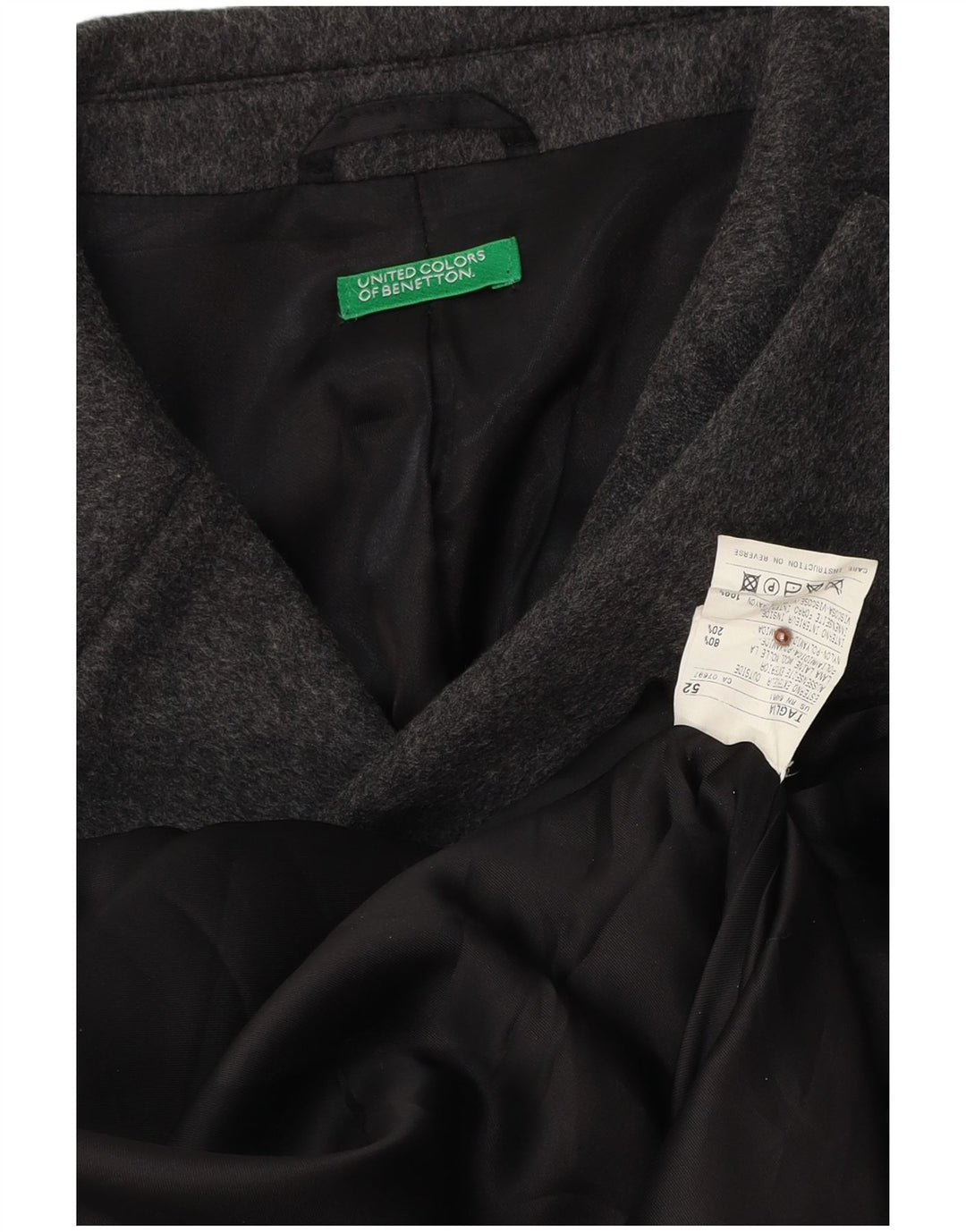 BENETTON Muški kaput IT 52 XL siva vuna