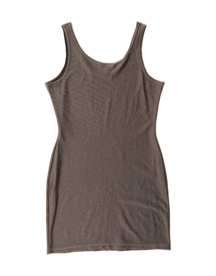 VINTAGE Womens Sleeveless Sheath Dress UK 12 Medium Grey Polyester Vintage Vintage and Second-Hand Vintage from Messina Hembry 