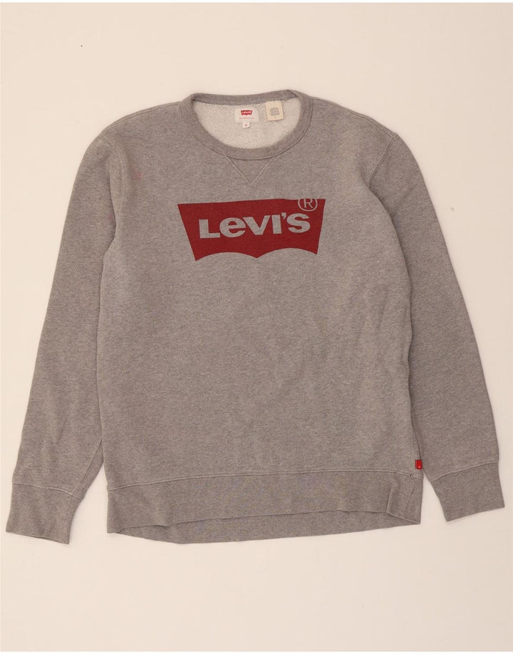 LEVI'S Mens Graphic Sweatshirt Jumper Medium Grey Cotton Vintage Levi's and Second-Hand Levi's from Messina Hembry 