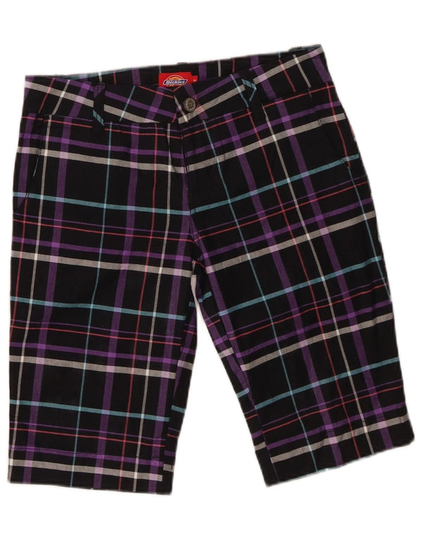 Dickies ženske bermuda chino kratke hlače US 3 XS W28 crni karirani pamuk