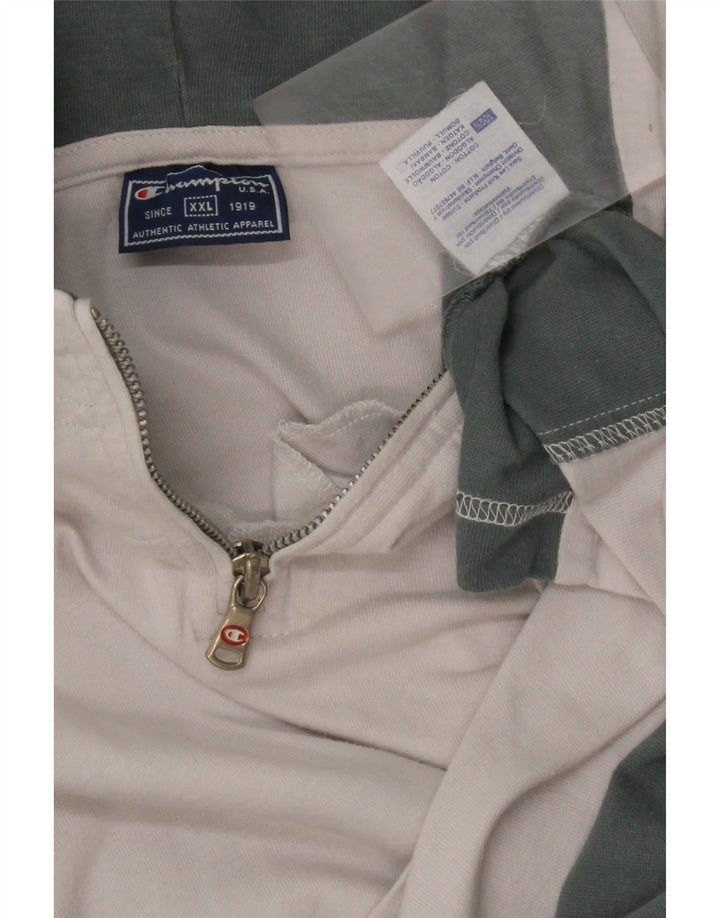 CHAMPION Muška majica kratkih rukava s kapuljačom i izrezom s patentnim zatvaračem 2XL bijeli pamuk u boji