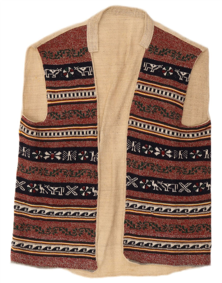 Vintage muška otvorena jakna UK 38 srednje bordo geometrijske boje