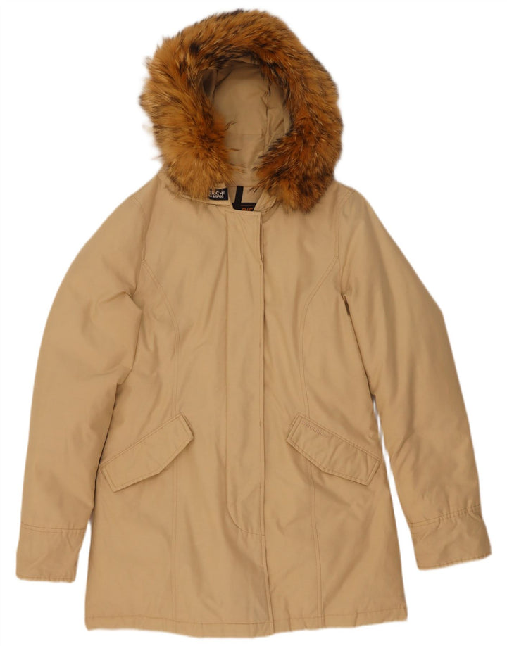 Woolrich ženski podstavljeni kaput s kapuljačom UK 14 srednje bež pamuk
