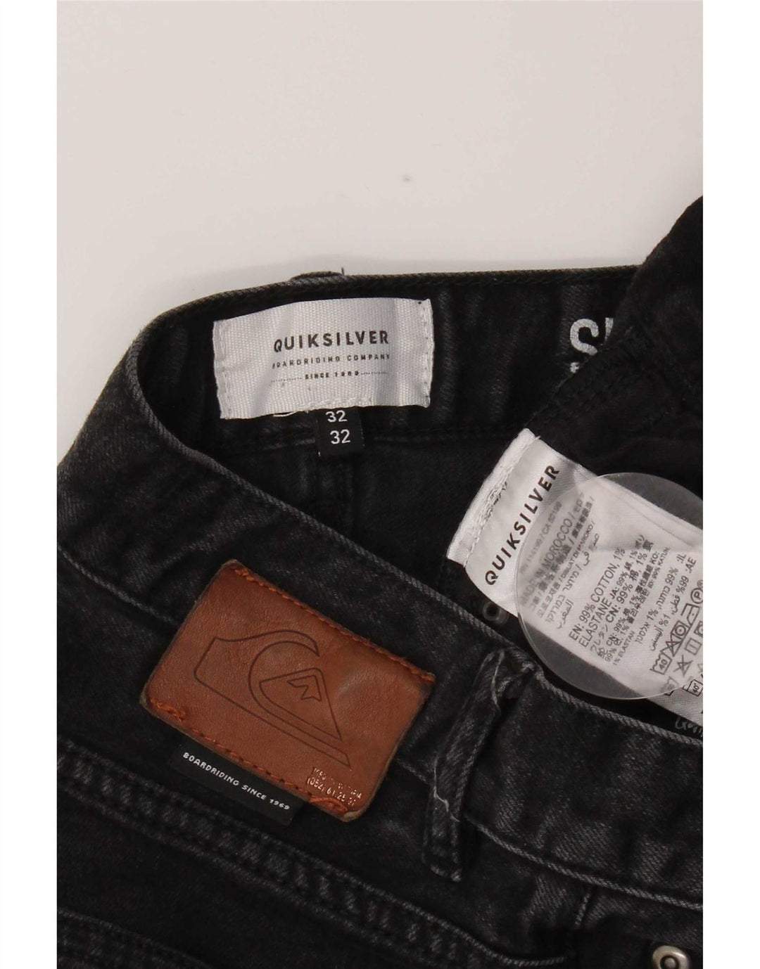 Quiksilver muške uske traperice W32 L32 crni pamuk
