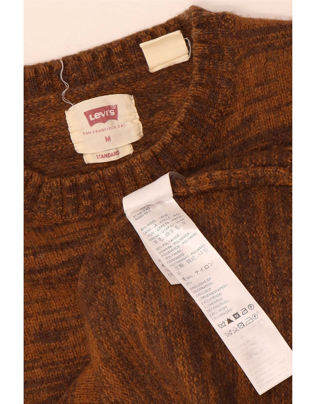 Levi's ženski pulover s okruglim izrezom UK 12 srednje smeđe vunene fleke