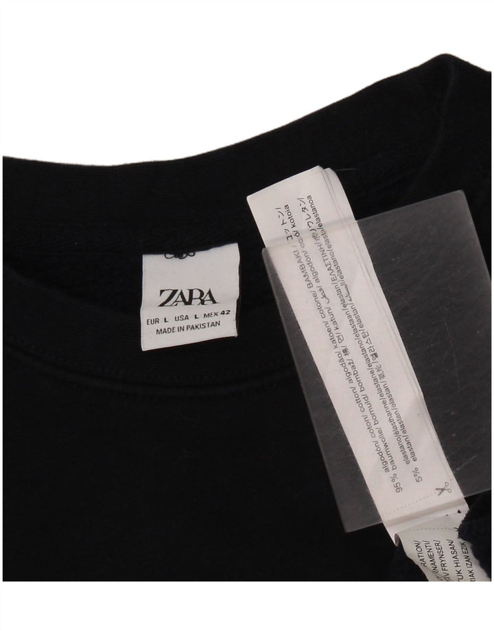 Zara muška trenirka s grafičkim motivima, velika tamnoplava pamučna nautička majica