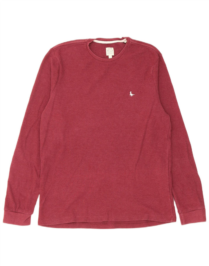 Jack Wills muška majica s dugim rukavima, srednji bordo pamuk