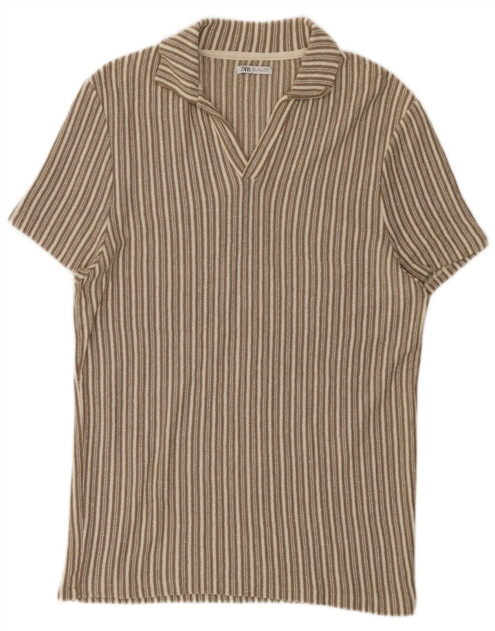 Zara muška polo majica velika bež na pruge