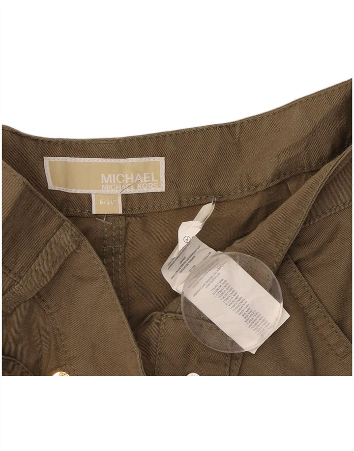 MICHAEL KORS Womens Straight Cargo Trousers US 6 Medium W28 L30 Khaki