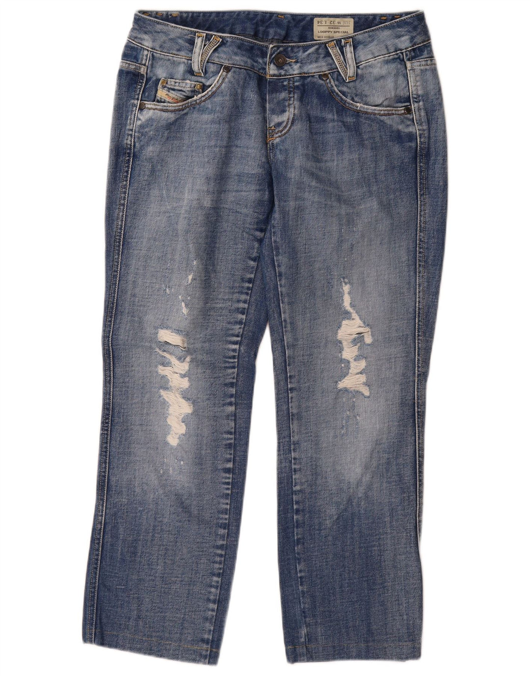 Diesel Ženske Looppy Distressed Ravne traperice W32 L26 Plavi pamuk