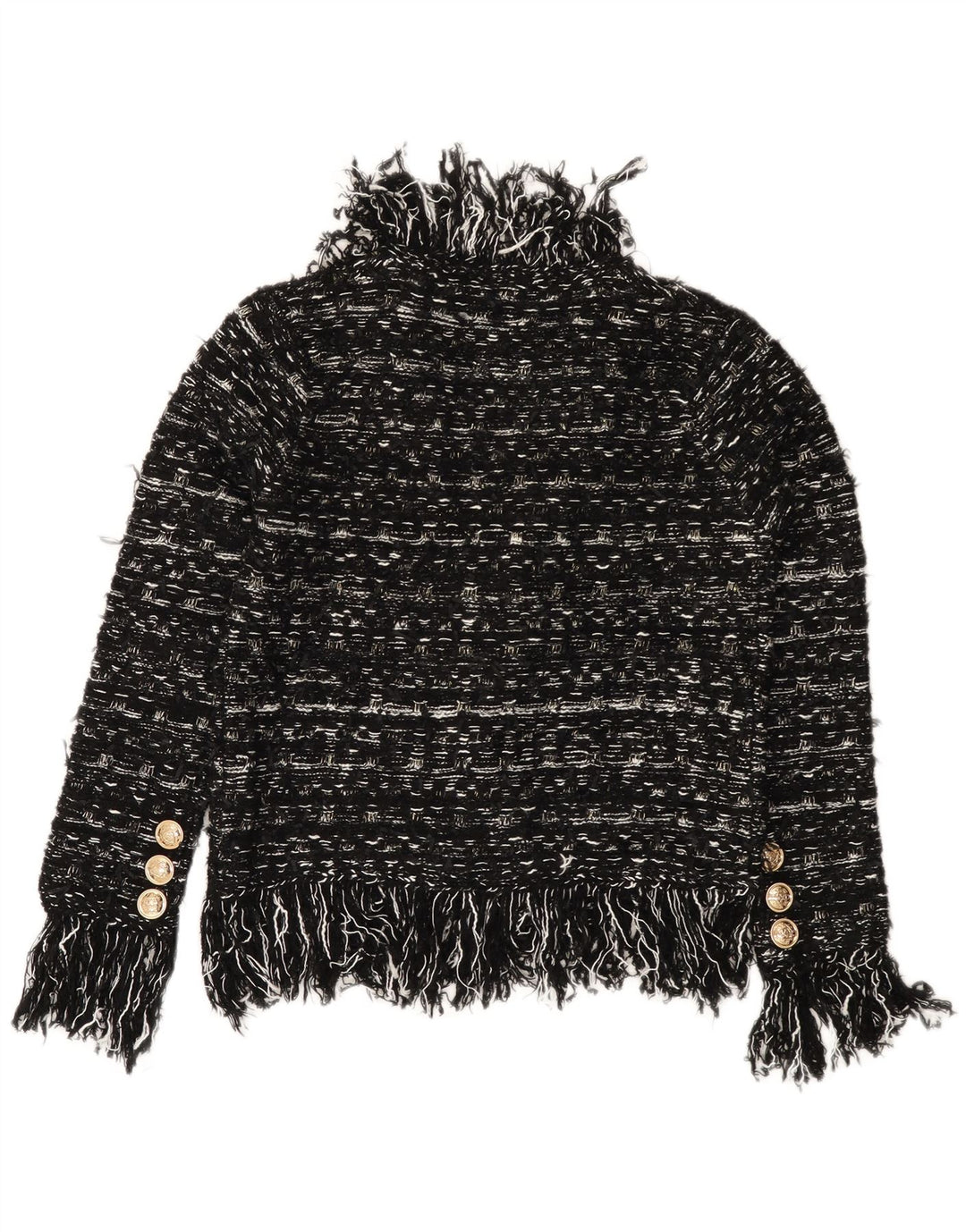 VINTAGE ženski kardigan pulover UK 10 Mali akril na crne pruge