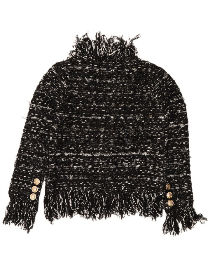 VINTAGE ženski kardigan pulover UK 10 Mali akril na crne pruge