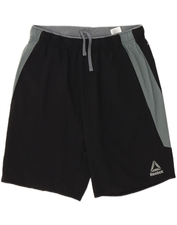 REEBOK Mens Sport Shorts Medium  Black Colourblock Polyester