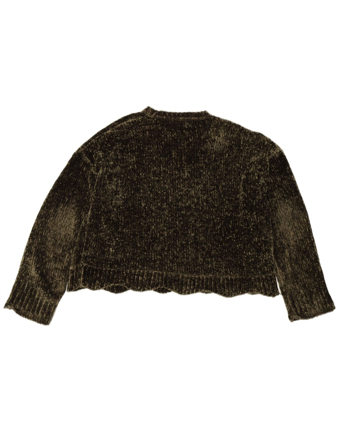 Zara ženski pulover s veznim izrezom UK 10 Mali kaki poliester