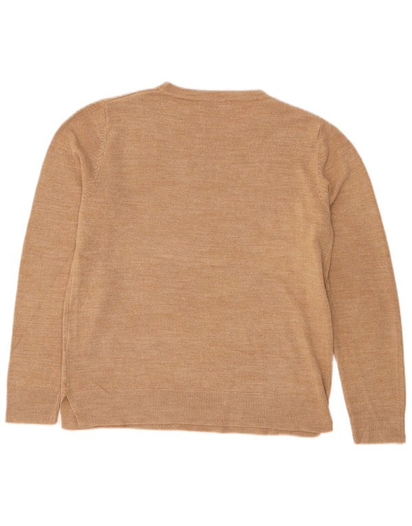 Marks & Spencer Womens Crew Neck Jumper Sweater UK 14 Medium Beige Acrylic