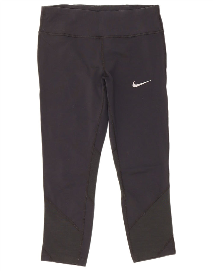 Nike ženske Dri Fit Capri tajice UK 12 srednje crne najlonske boje