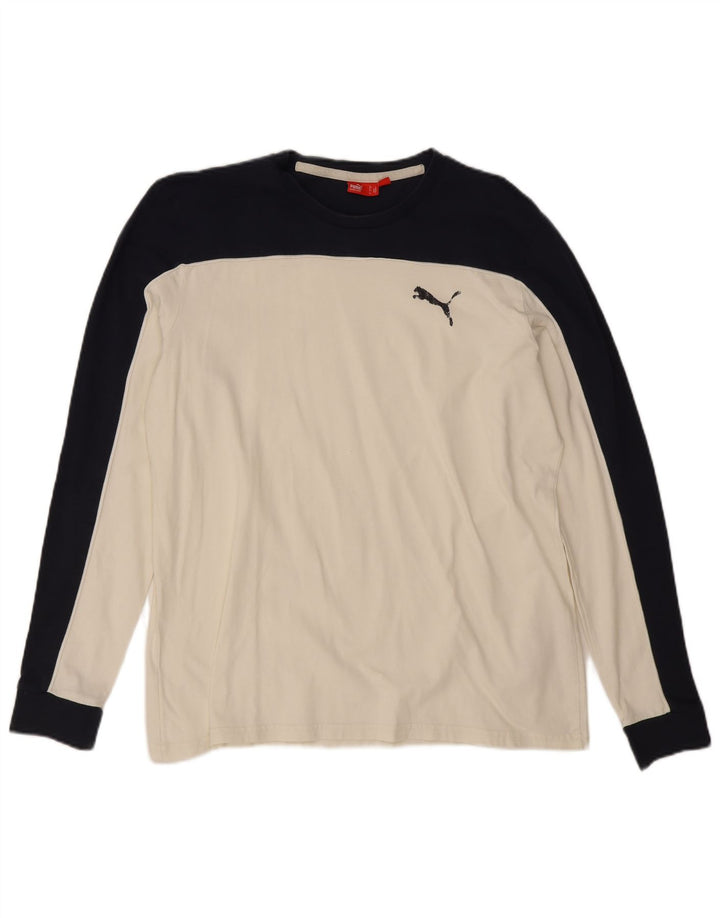 Puma muška majica dugih rukava Large Off White Colourblock Pamuk