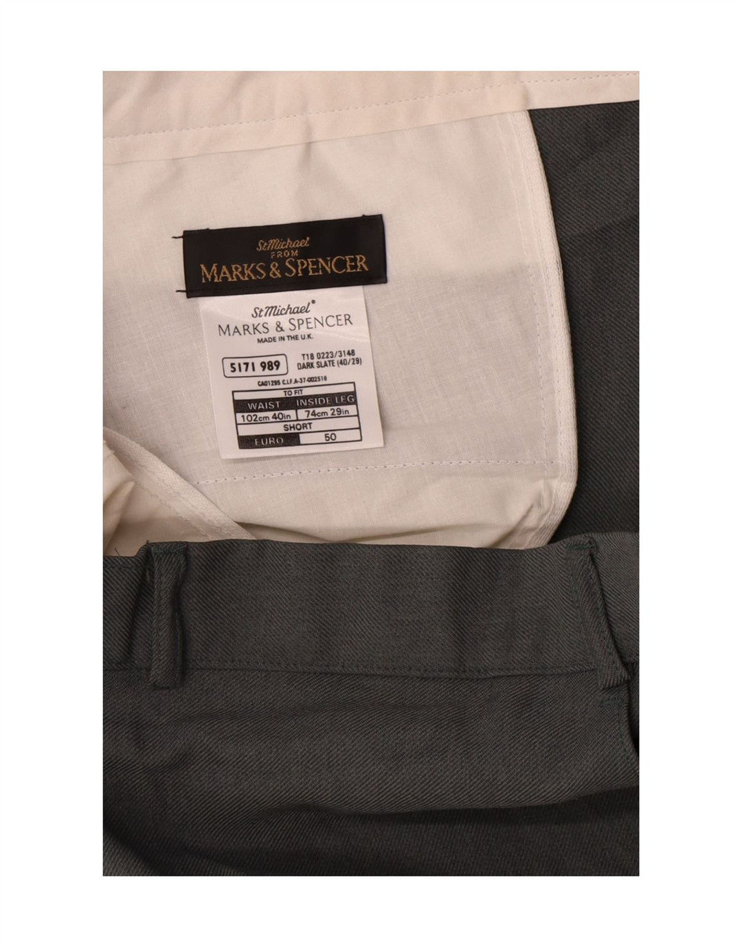 Marks & Spencer muške ravne chino hlače W40 L29 sivi poliester