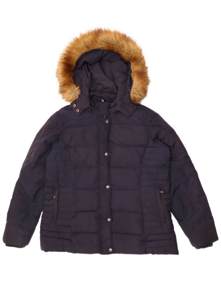 Crew Clothing Ženska podstavljena jakna s kapuljačom UK 16 velika tamnoplava poliester