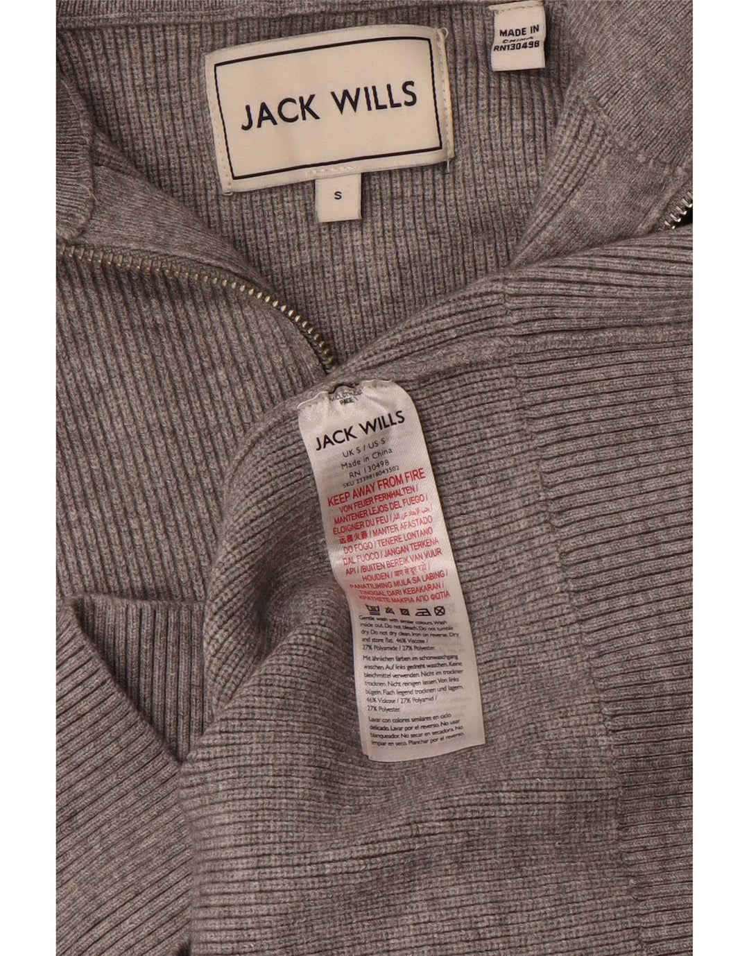 Jack Wills, muški pulover s izrezom i patentnim zatvaračem, mali sivi viskozni pulover