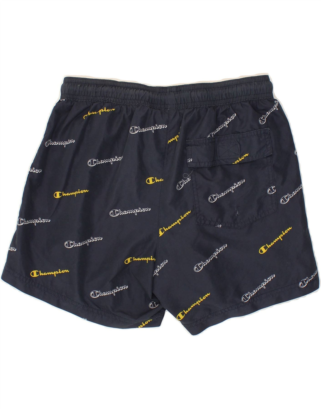CHAMPION Womens Graphic Swimming Shorts UK 10 Small  Navy Blue Polyester Vintage Champion and Second-Hand Champion from Messina Hembry 