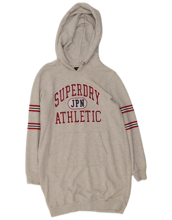 Superdry ženska grafička majica s kapuljačom UK 12 Srednje siva pamuk na pruge