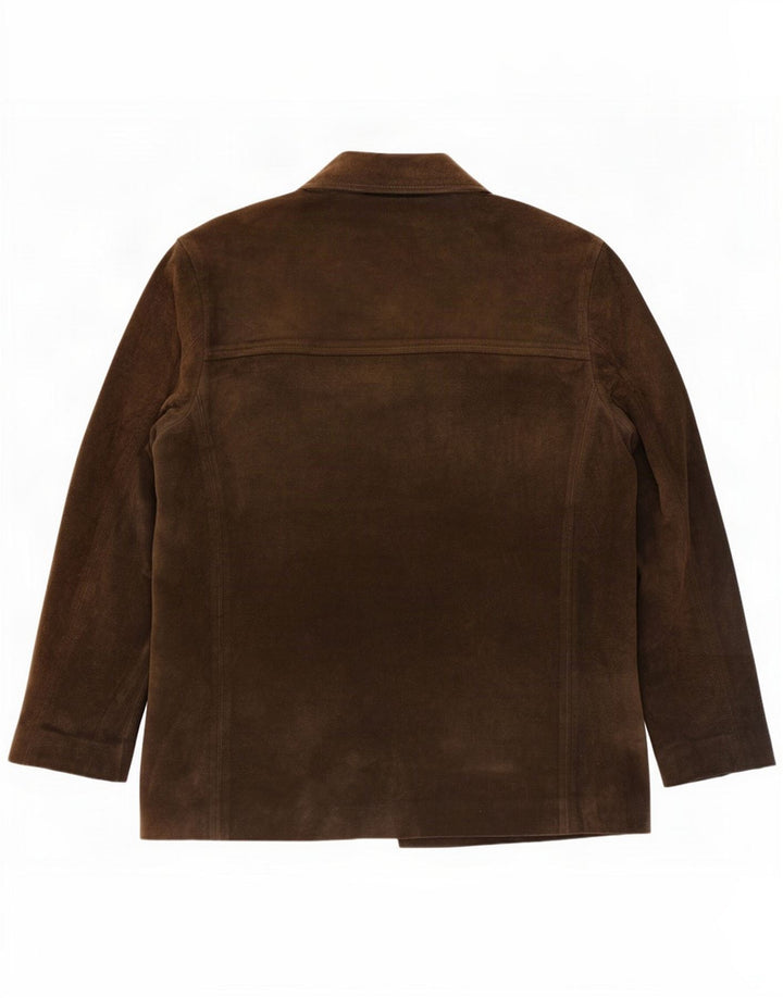 Benetton Mens Suede Jacket UK 38 Medium Khaki Leather