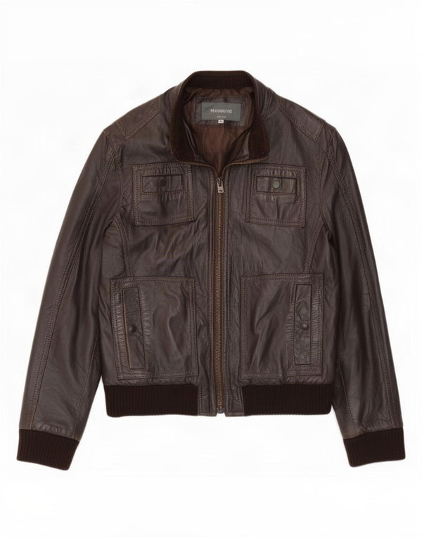 Vintage muška bomber kožna jakna IT 48 srednje smeđa