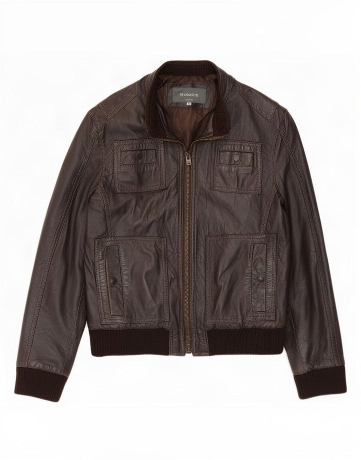 Vintage muška bomber kožna jakna IT 48 srednje smeđa