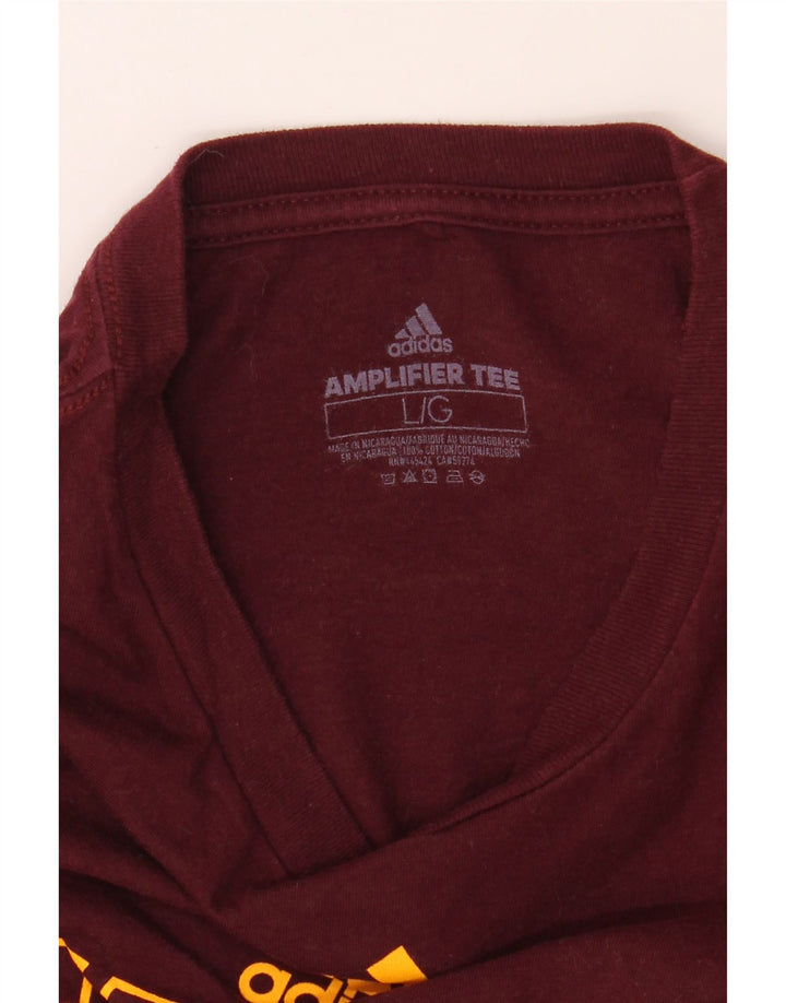 ADIDAS Mens Graphic T-Shirt Top Large Burgundy Polyester Vintage Adidas and Second-Hand Adidas from Messina Hembry 