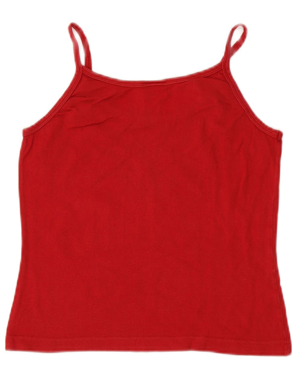 LACOSTE Womens Crop Cami Top Size 40 Medium Red Cotton