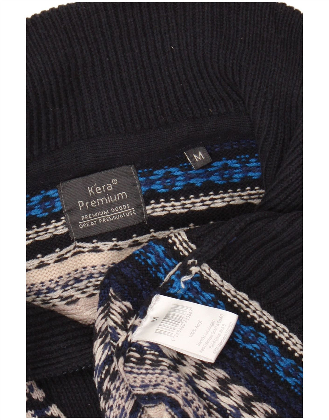 VINTAGE muški pulover s patentnim izrezom srednje raznobojne pruge od akrila