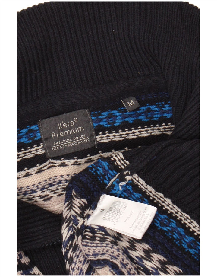 VINTAGE muški pulover s patentnim izrezom srednje raznobojne pruge od akrila