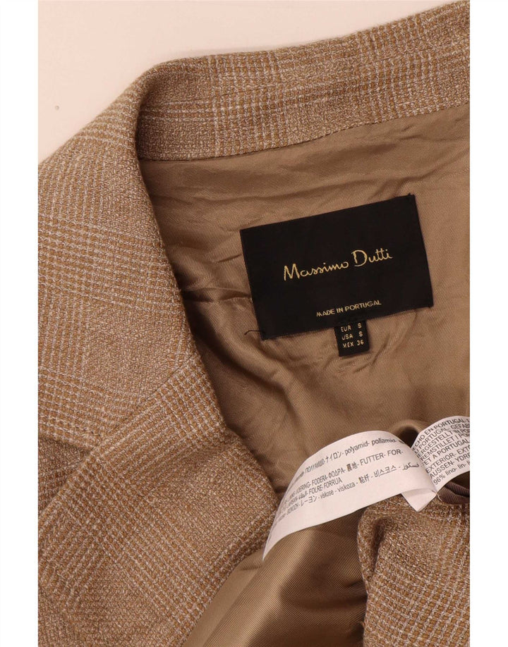 Massimo Dutti muški kaput s dvostrukim kopčanjem 3/4 rukava UK 36 mali smeđi karirani