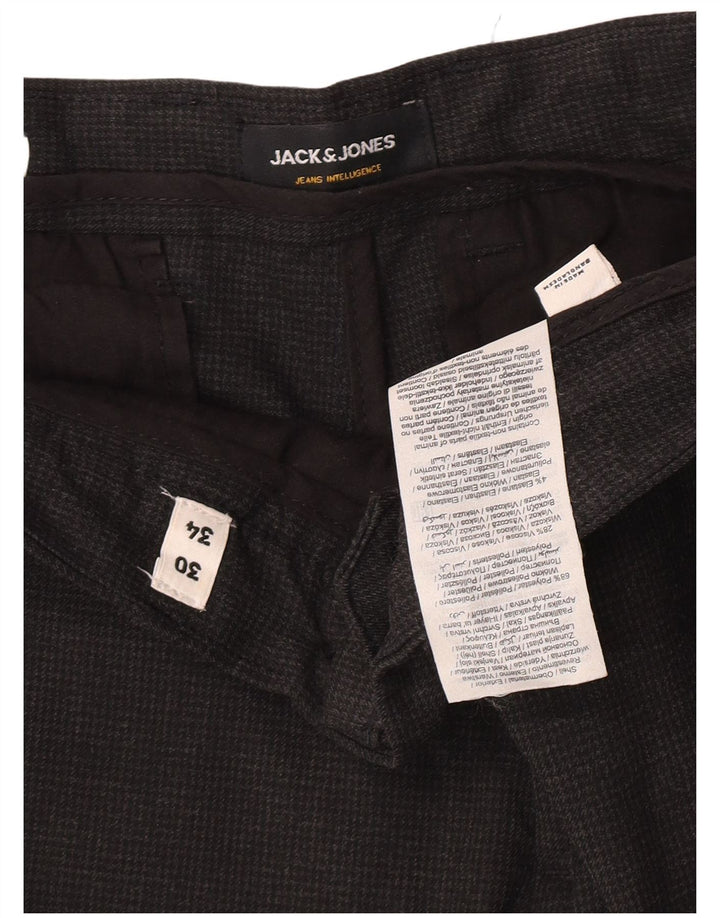 Jack & Jones muške uske hlače odijela W30 L32 sivi poliester u obliku ptičje zube