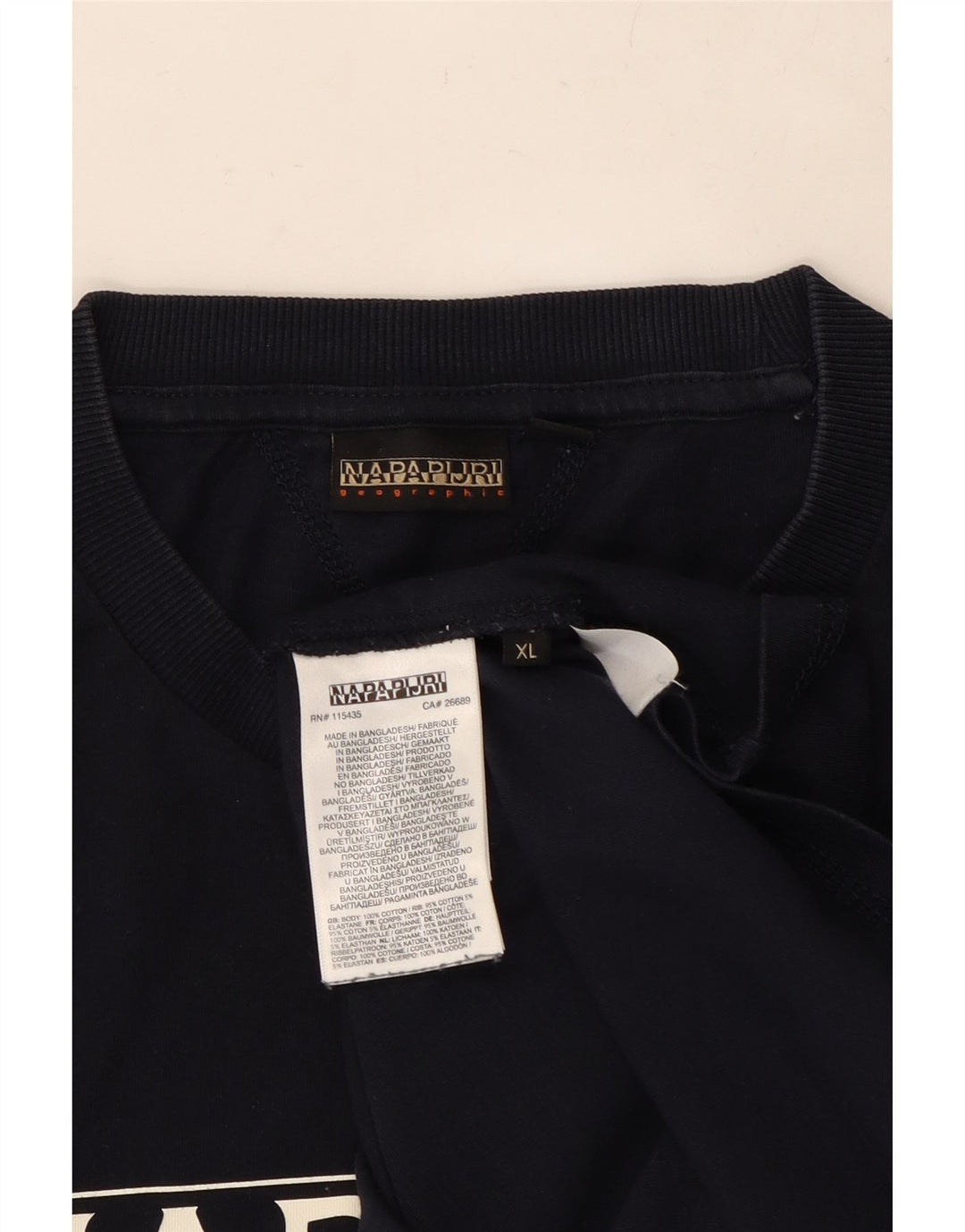 NAPAPIJRI Mens Graphic T-Shirt Top XL Navy Blue Cotton Vintage Napapijri and Second-Hand Napapijri from Messina Hembry 