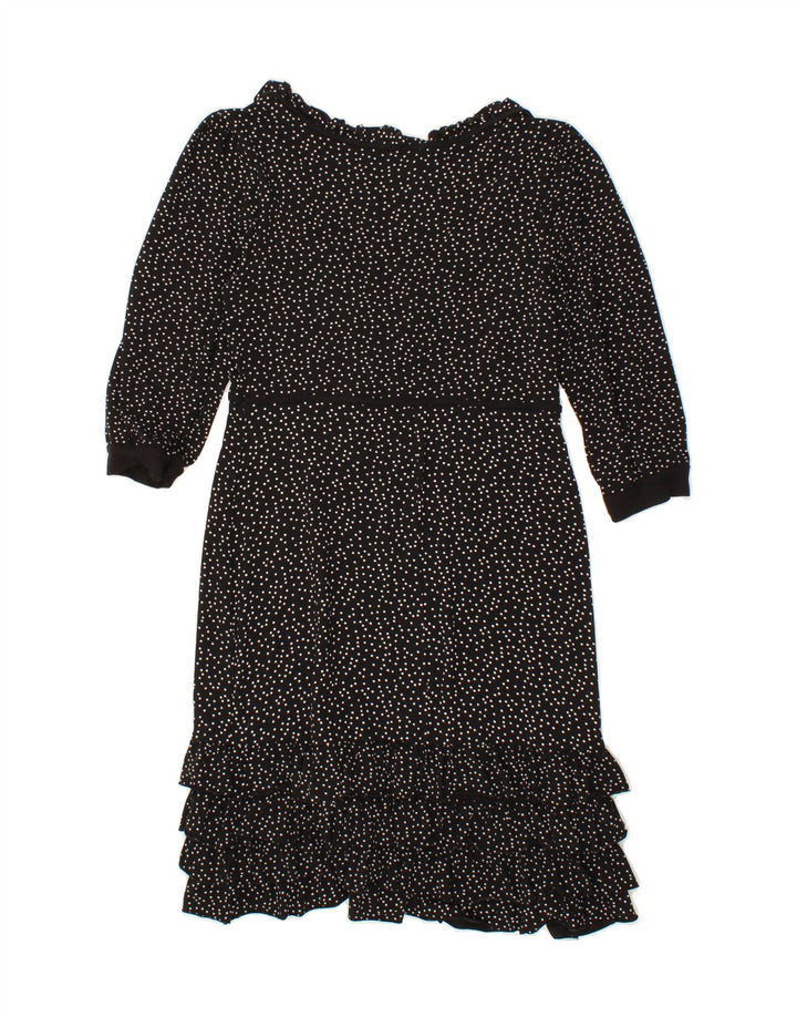 NEXT Womens 3/4 Sleeve Basic Dress UK 10 Small  Black Spotted Viscose Vintage Next and Second-Hand Next from Messina Hembry 