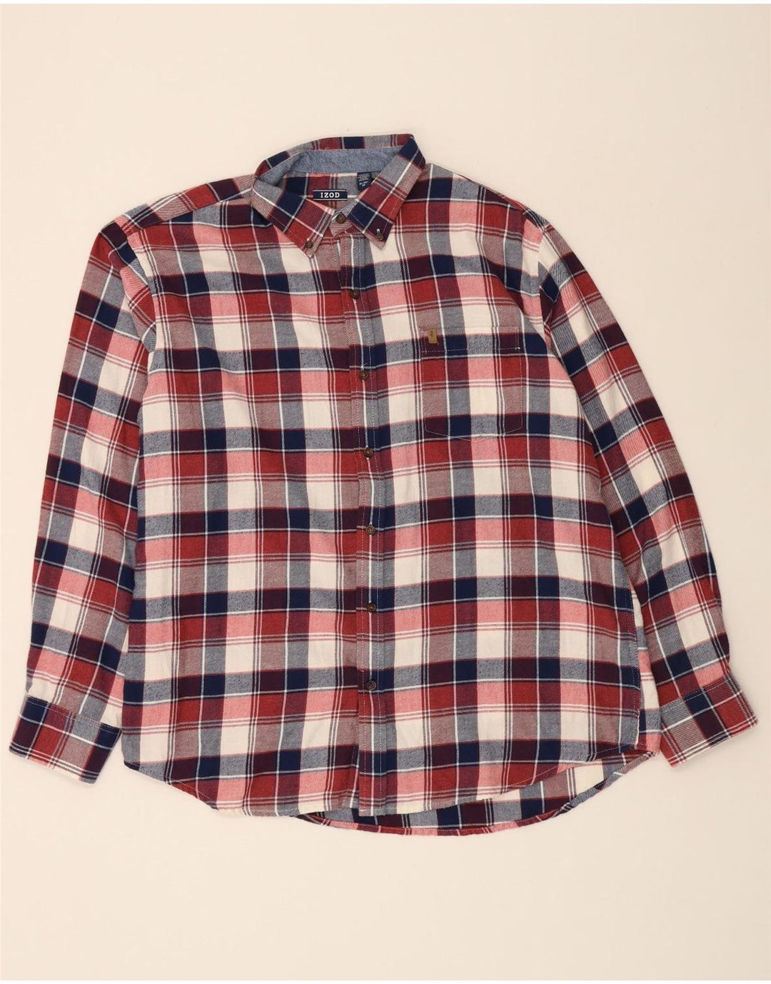 IZOD Mens Big & Tall Flannel Shirt XL Multicoloured Check Cotton Vintage Izod and Second-Hand Izod from Messina Hembry 