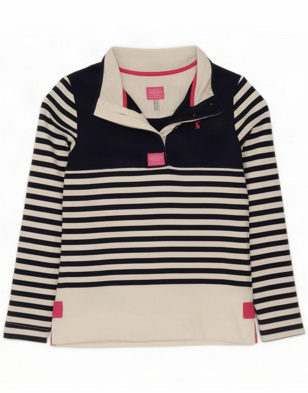 Joules Womens Sweatshirt Jumper UK 12 Medium Navy Blue Striped Cotton