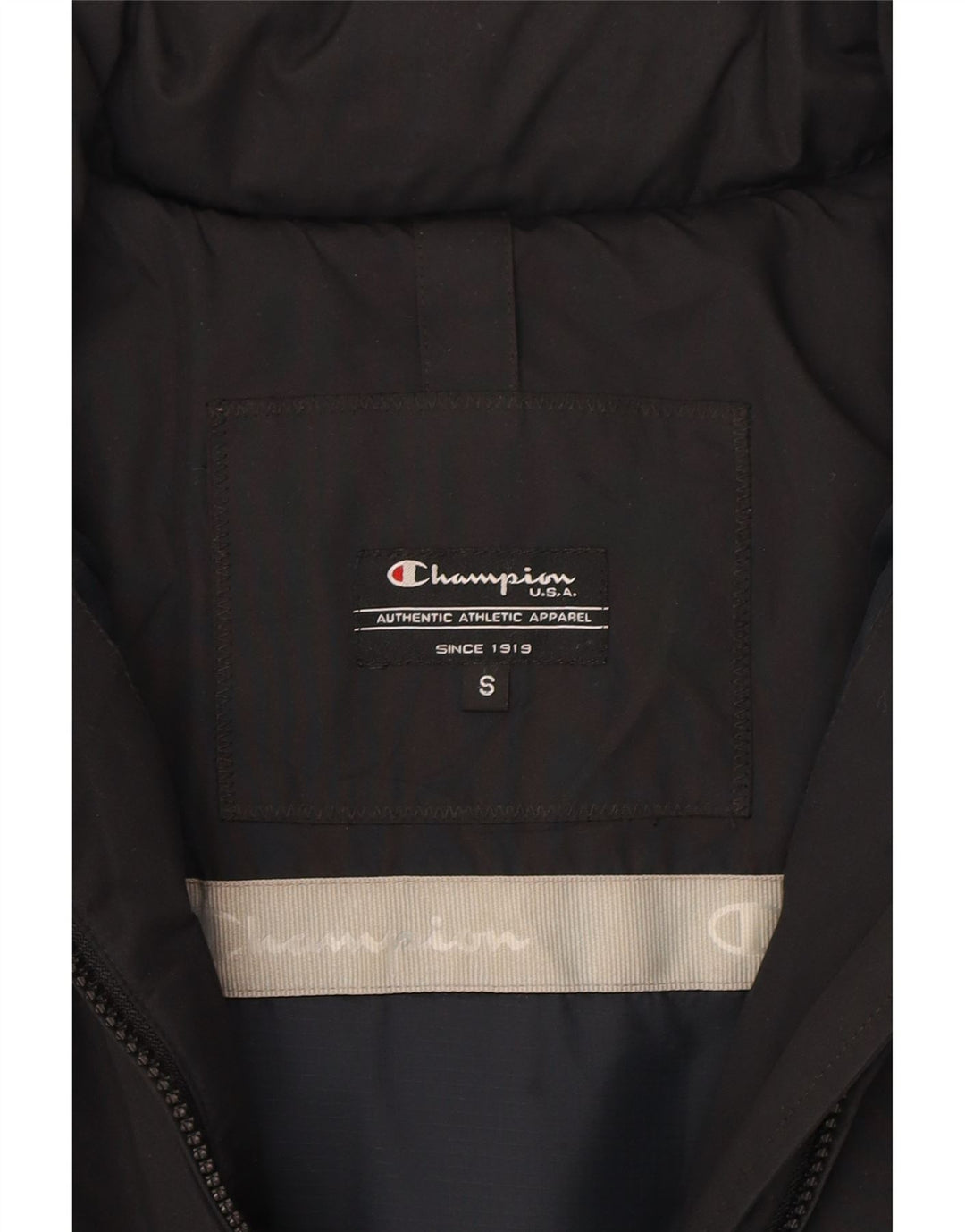 CHAMPION Womens Oversized Hooded Padded Jacket UK 10 Small Black Polyester Vintage Champion and Second-Hand Champion from Messina Hembry 